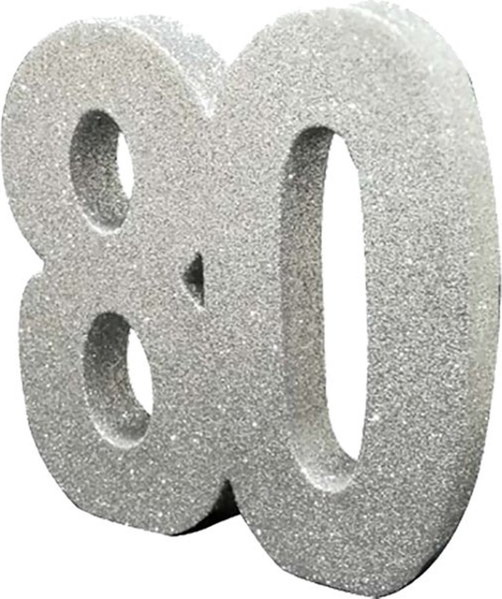 Verjaardag tafeldecoratie zilver 80.