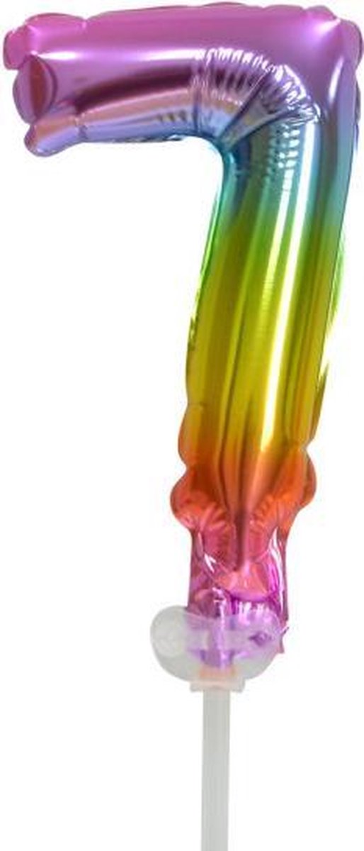 Wefiesta Cijferballon 7 Taarttopper 13 Cm Folie Regenboog