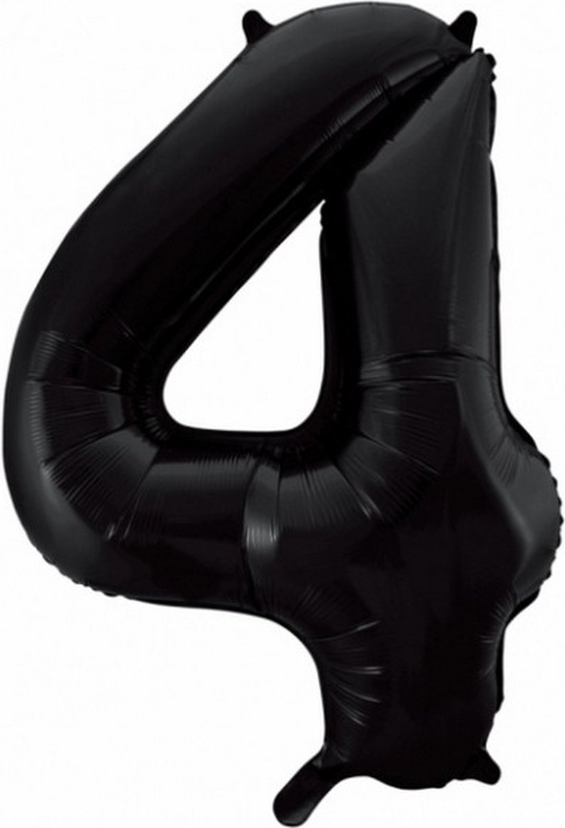 folieballon cijfer 4 86 cm zwart