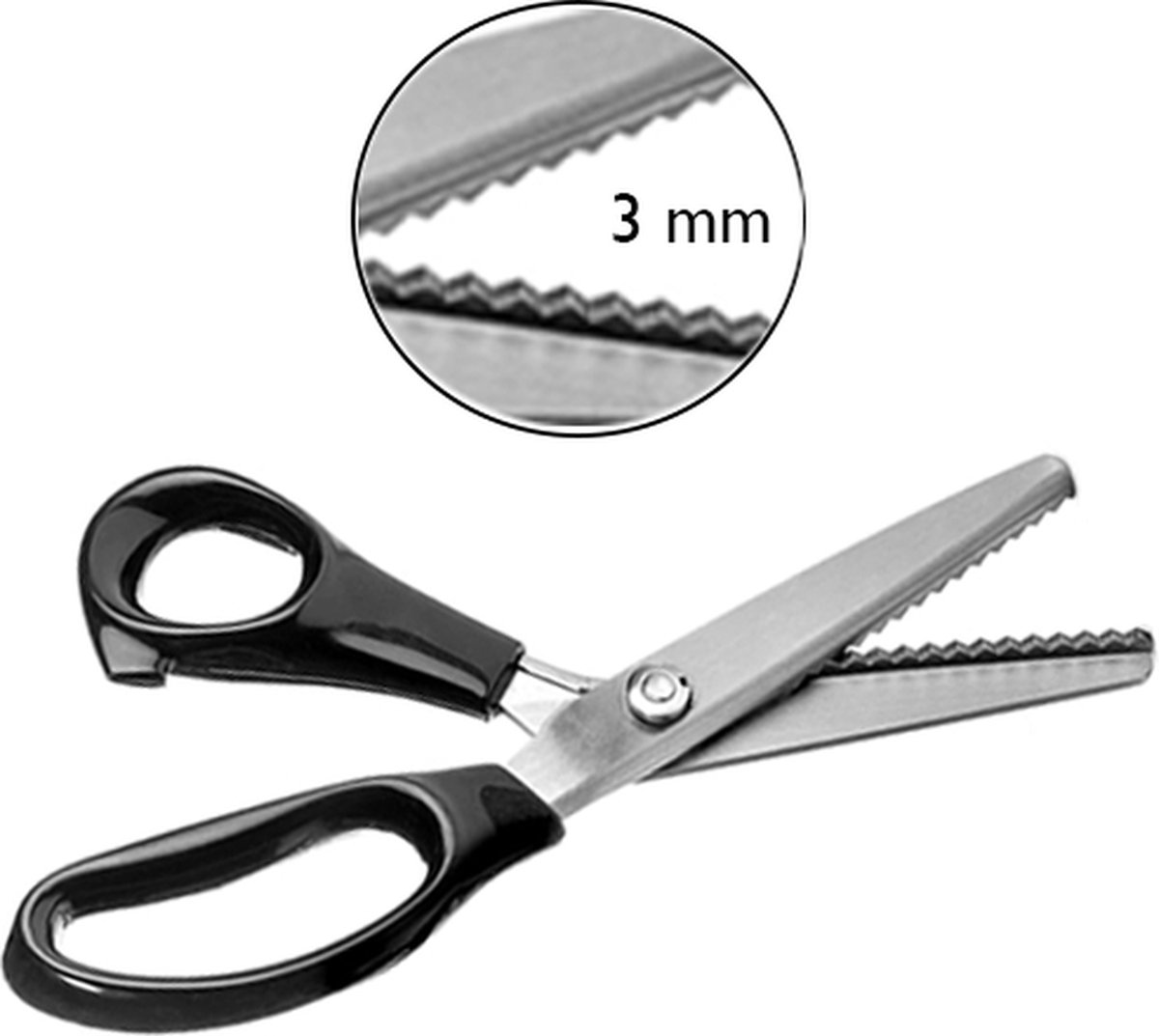 Home Speelgoed Hobby & Creatief 3 mm Textiel & Handwerken Naaien Stofscharen XL Kartelschaar Voor Textiel - Stof Schaar - Kleermakersschaar - Professionele Textiel Schaar - Geschikt voor Stof / denim / Leer /