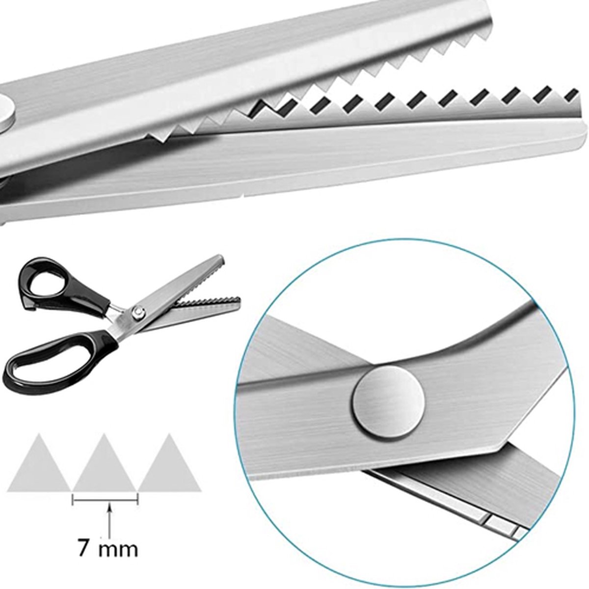 Professionele Kartelschaar - stofschaar 7 kartel mm XL - Kleermakersschaar - Golven - StofSchaar 24 CM - Duurzaam Stoffenschaar / Stofschaar - Geschikt voor Stof / denim / Leer / Schaar Kartels Zig Zag schaar - Coupeuseschaar kledingschaar -