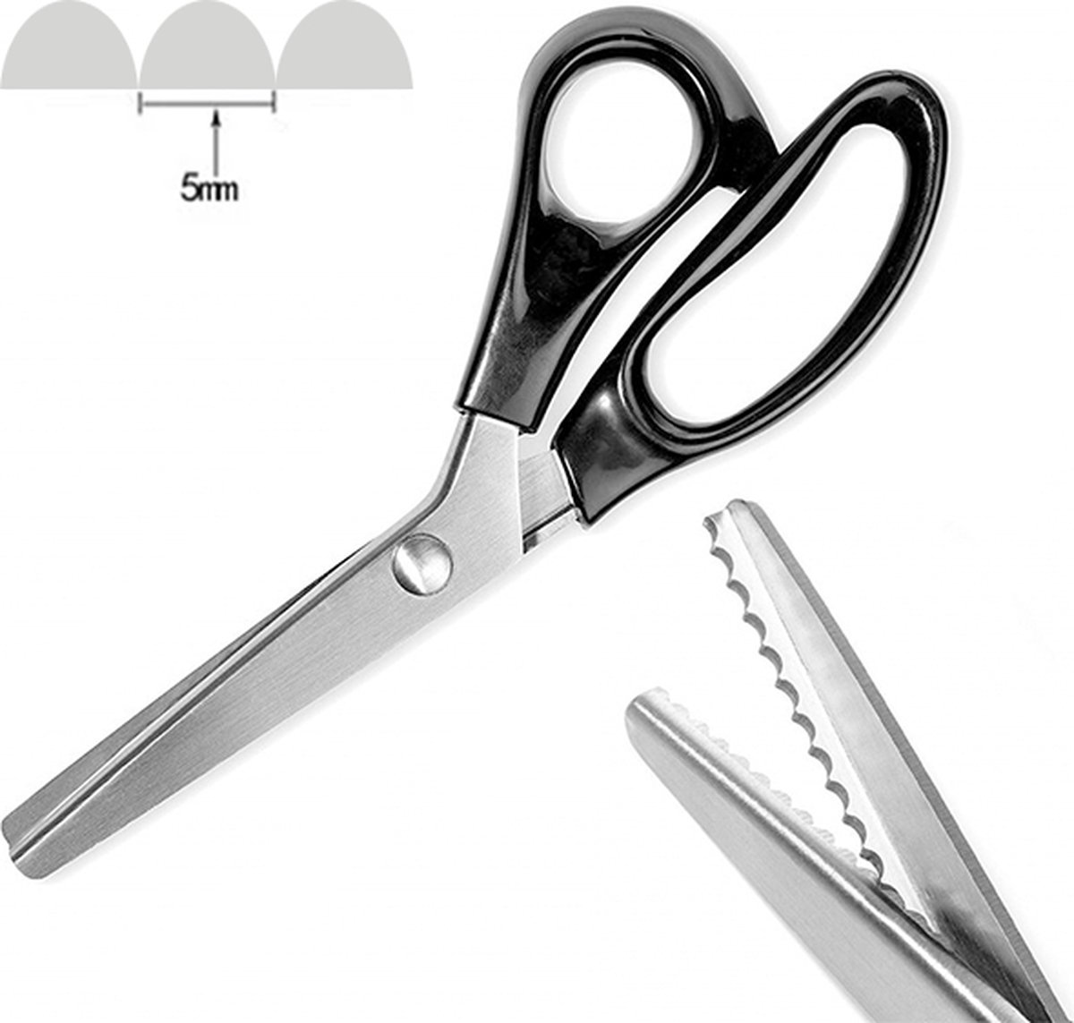 Professionele Kartelschaar Kleermakersschaar - Golven - StofSchaar 24 CM - Duurzaam Stoffenschaar / Stofschaar - Geschikt voor Stof / denim / Leer / Schaar Kartels Zig Zag schaar - Coupeuseschaar kledingschaar -