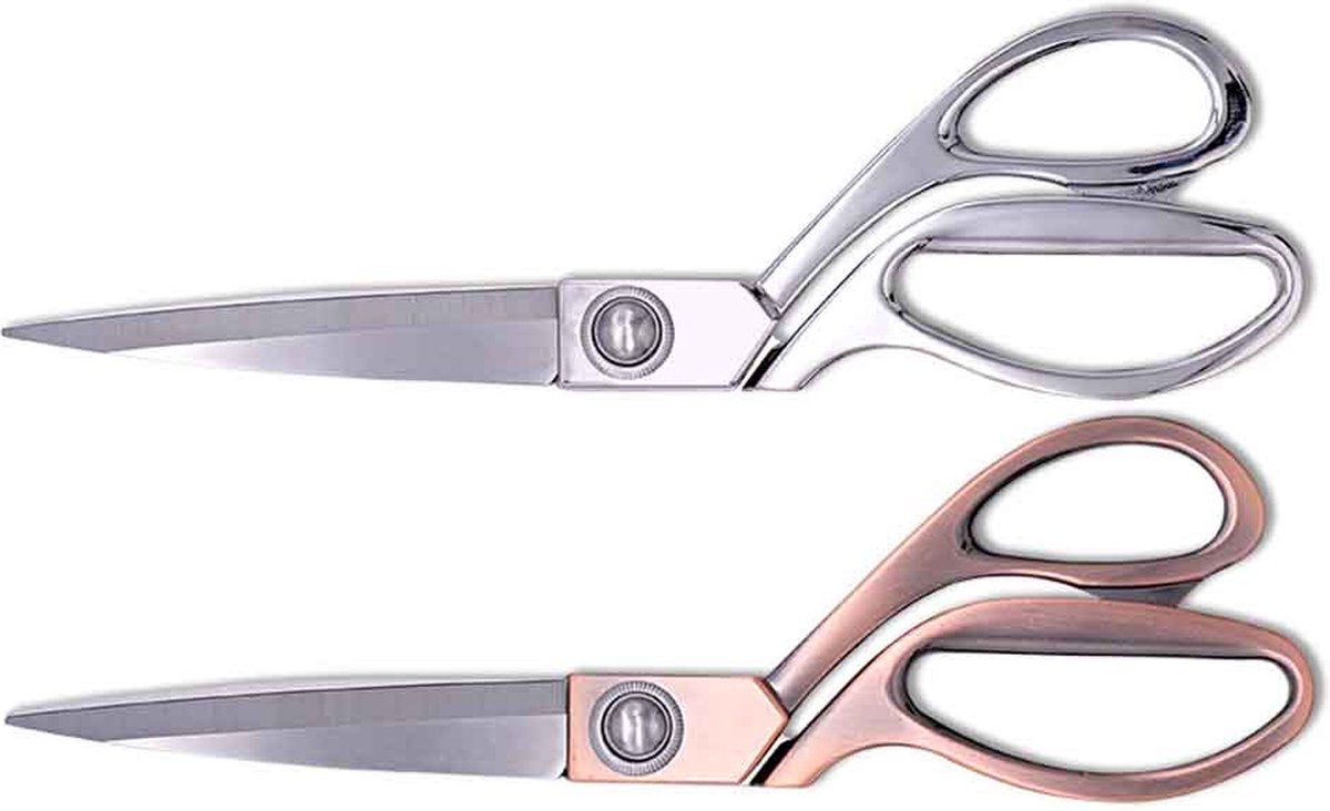 Professionele Kleermakersschaar - 2 pack Stofschaar Zilver & Roze - StofSchaar 24 CM - Duurzaam Stoffenschaar / Stofschaar - Geschikt voor Stof / denim / Leer / Schaar Kartels - Coupeuseschaar kledingschaar -