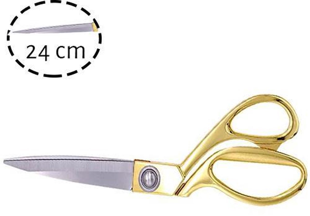 Professionele Kleermakersschaar - Stofschaar geel -  StofSchaar 24 CM - Duurzaam Stoffenschaar / Stofschaar - Geschikt voor Stof / denim / Leer / Schaar Kartels  - Coupeuseschaar kledingschaar -