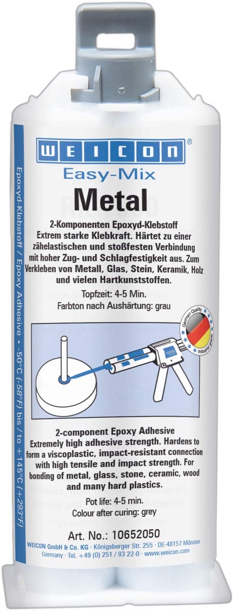 WEICON Easy-Mix Metaal 50 ml Epoxy-lijm voor metaal, kunststof, hout, glas, grijs/groen