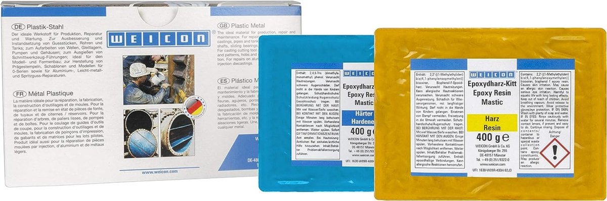WEICON Epoxyhars-Kit – 800g kneedbare reparatiemassa