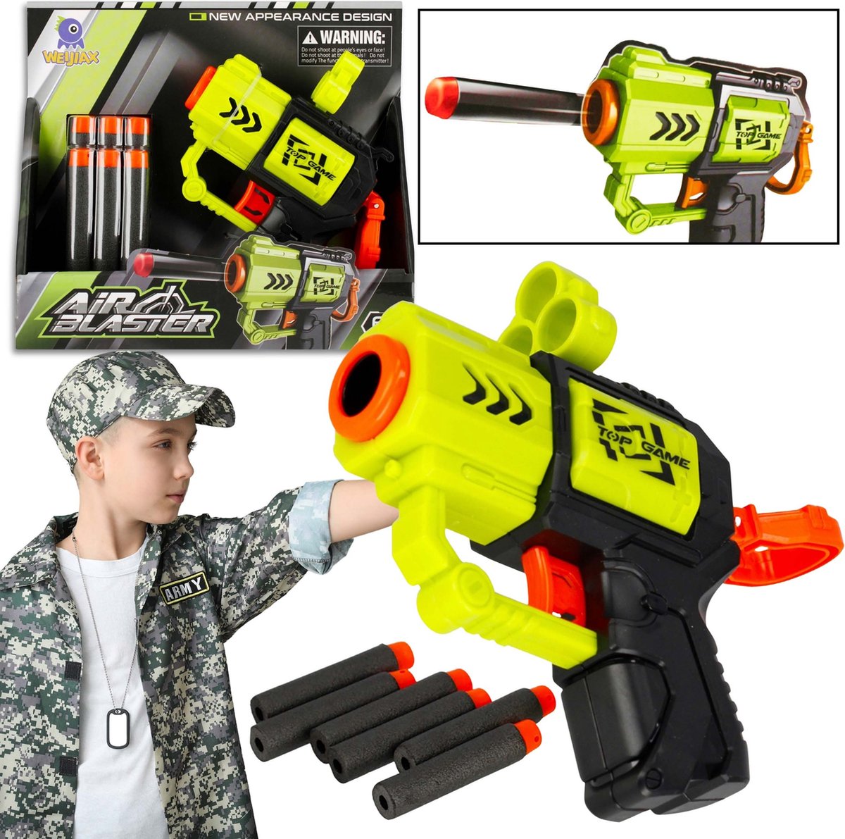 Speelgoedpistool met schuimpijltjes voor kinderen