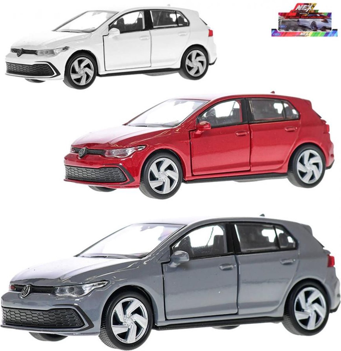   2023 Volkswagen golf 8 GTI die cast pull back, verkrijgbaar in drie kleuren verkoop per stuk
