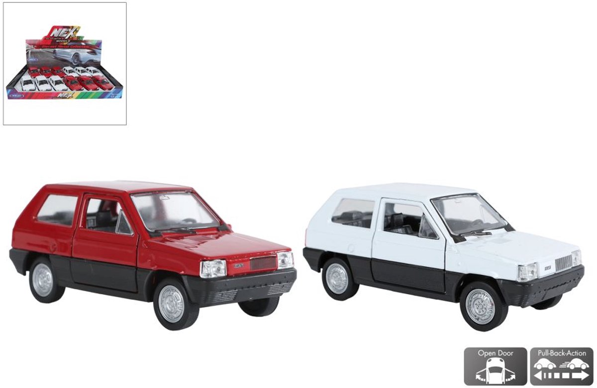 Welly Fiat Panda die cast pull back motor 11cm, verkoop per stuk speelgoed auto