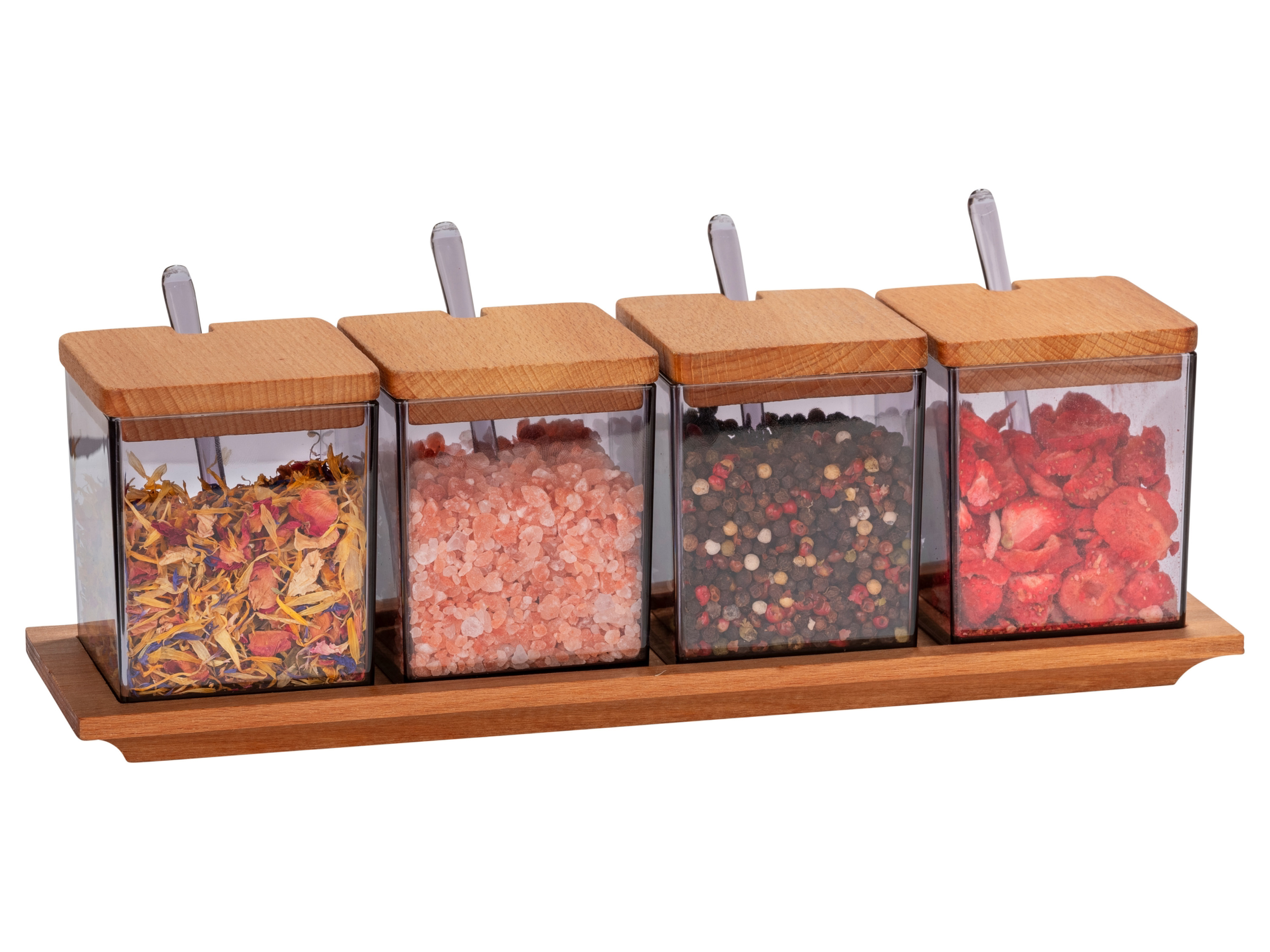 Wenko Kruidenpotjes (vierkant met lepel, set van 4)