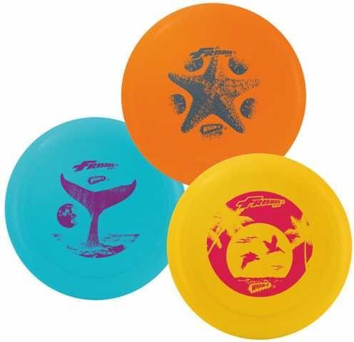 Wham-O - Frisbee Malibu 110g 3 kleuren assorti - Geel - Oranje of Blauw