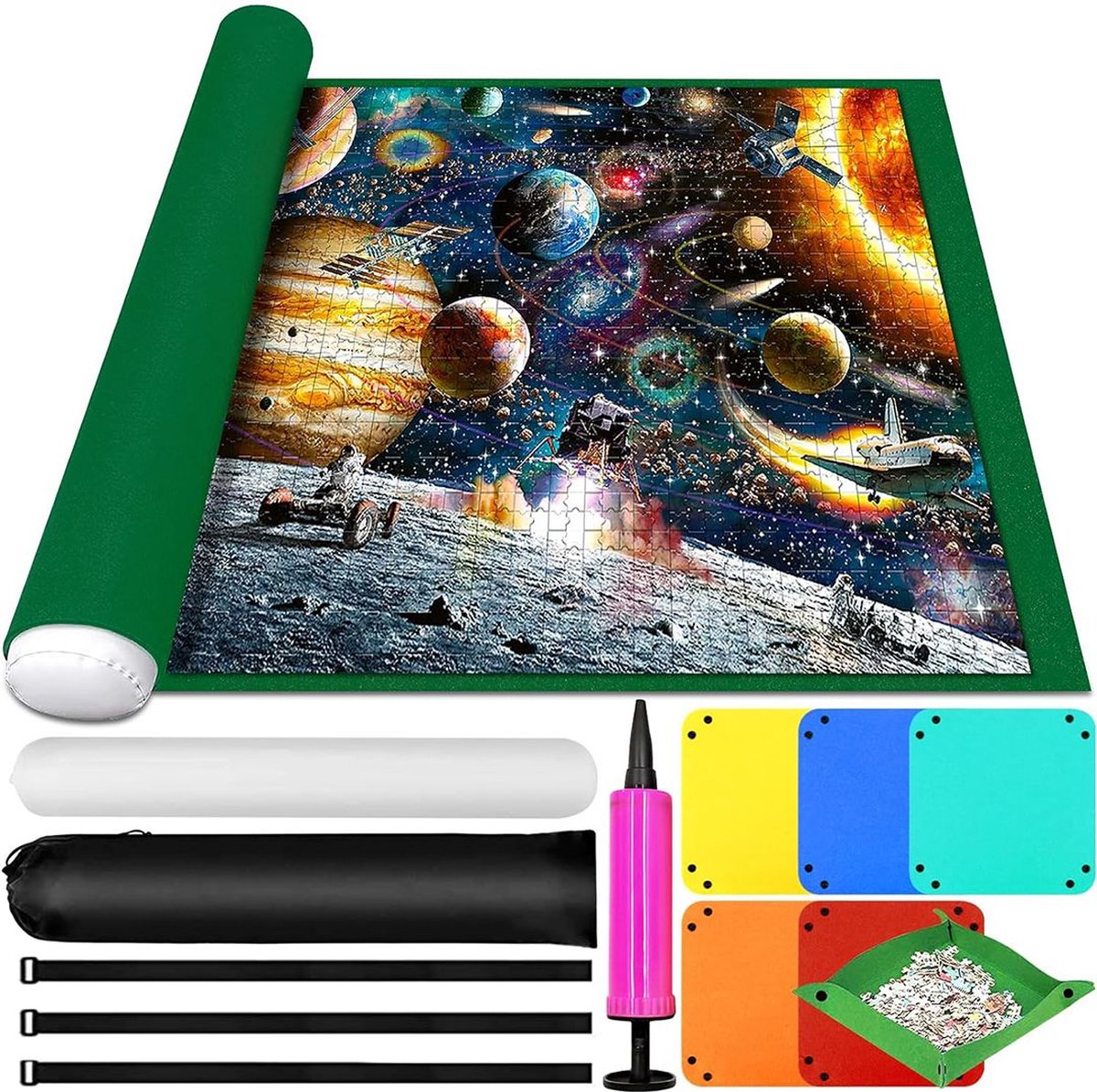 Puzzelmat voor 3000stukjes - Puzzelmap met Accessoires - Puzzelbord - Puzzelmatten - Puzzelmat Volwassen en Kinderen - Geschikt voor legpuzzel 2000 1500 1000 Stuks - Donker Groen