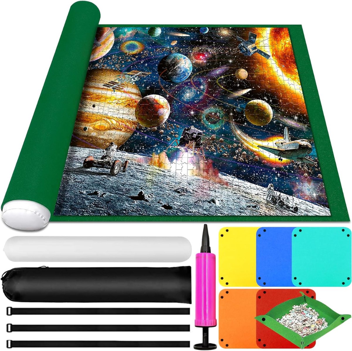     voor 3000stukjes - Puzzelmap met Accessoires - Puzzelbord -  ten -   Volwassen en Kinderen - Geschikt voor legpuzzel 2000 & 1500 & 1000 Stuks - Groen