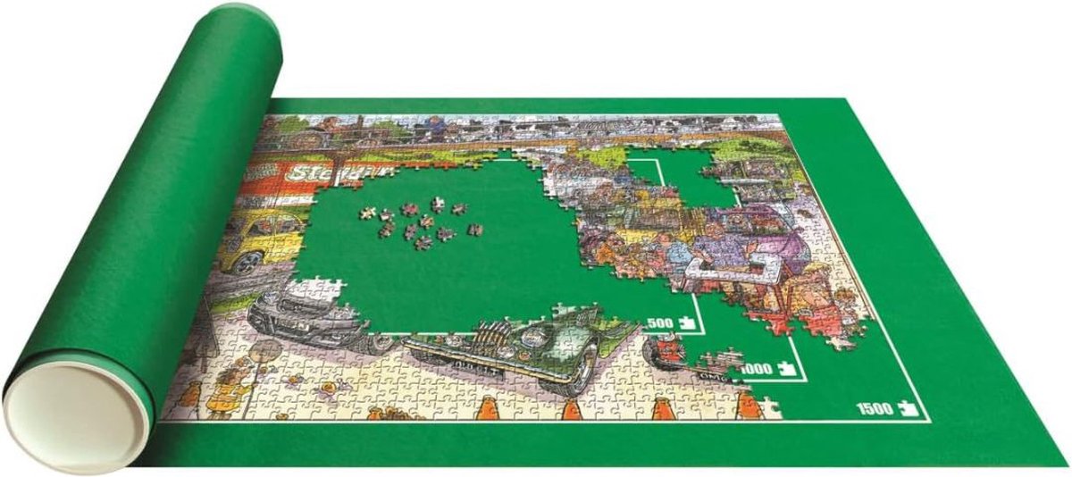 White-label® Puzzelmat voor 1500stukjes - Puzzelmap met Accessoires - Puzzelbord - Puzzelmatten - Puzzelmat Volwassen en Kinderen - Geschikt voor legpuzzel 1500 Stuks - Groen