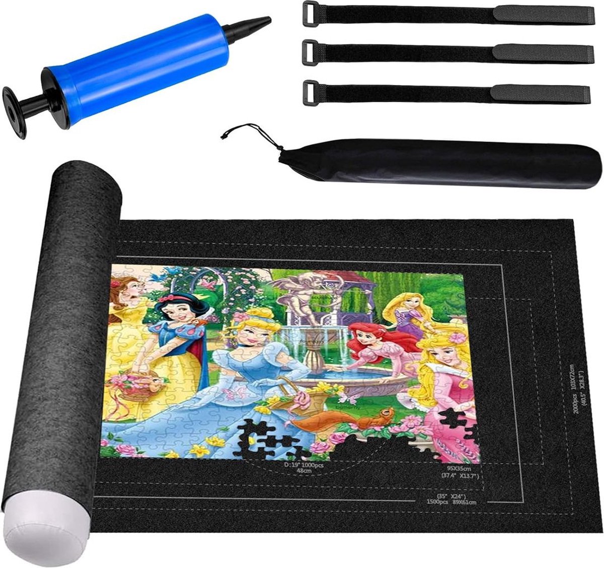 Zwarte Puzzelmat voor 3000stukjes - Puzzelmap met accessoires - Puzzelbord- Puzzelmatten Puzzelmat Volwassen Kinderen en Baby -Geschikt voor legpuzzel 2000 1500 1000 Stuks