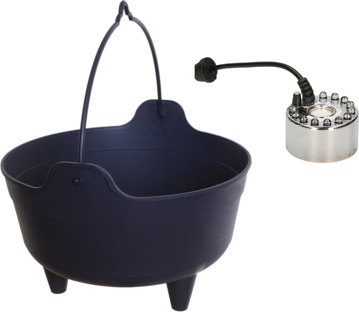Heksenketel/kookpot met mistmaker - zwart - 4 liter - kunststof - D28 x 19 cm
