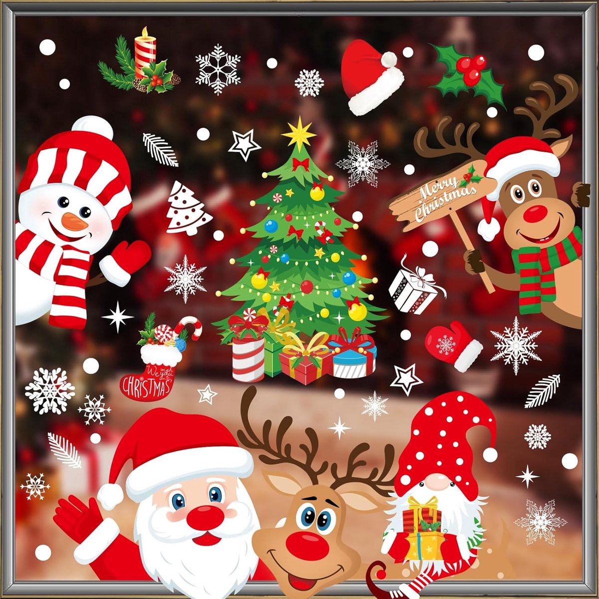 Kerst Raamstickers – 267 Stuks – Dubbelzijdig & Herbruikbaar – Versiering voor Kerstmis - Statische PVC Ramenstickers – Sneeuwvlokken, Kerstman & Kerstboom – Kerststickers 10 Vellen 20x30 cm – Kerstdecoratie