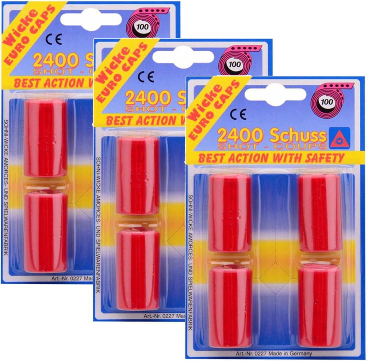 Wicke Cowboy speelgoed revolver/pistool rollen met 100 schots platte plaffertjes - totaal 7200 shots