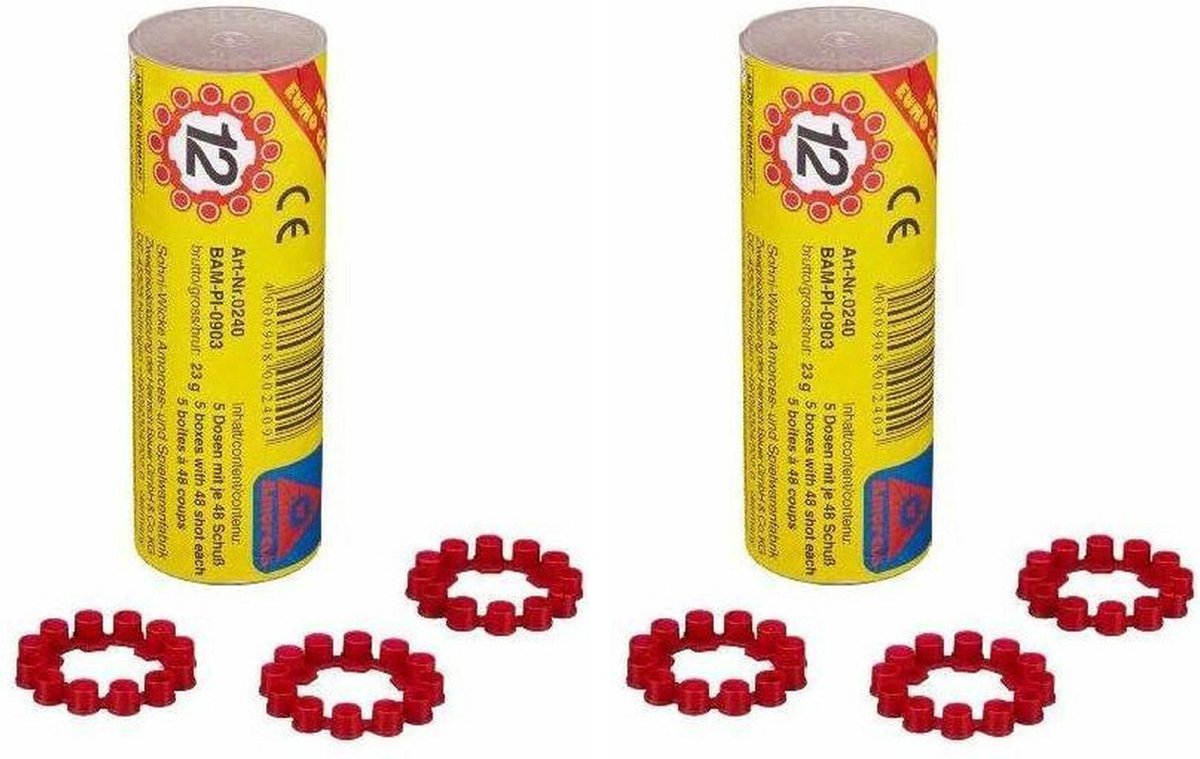 Wicke Speelgoed revolver/pistool - 2x - 12-shots plaffertjes ringen - 480 shots verpakking