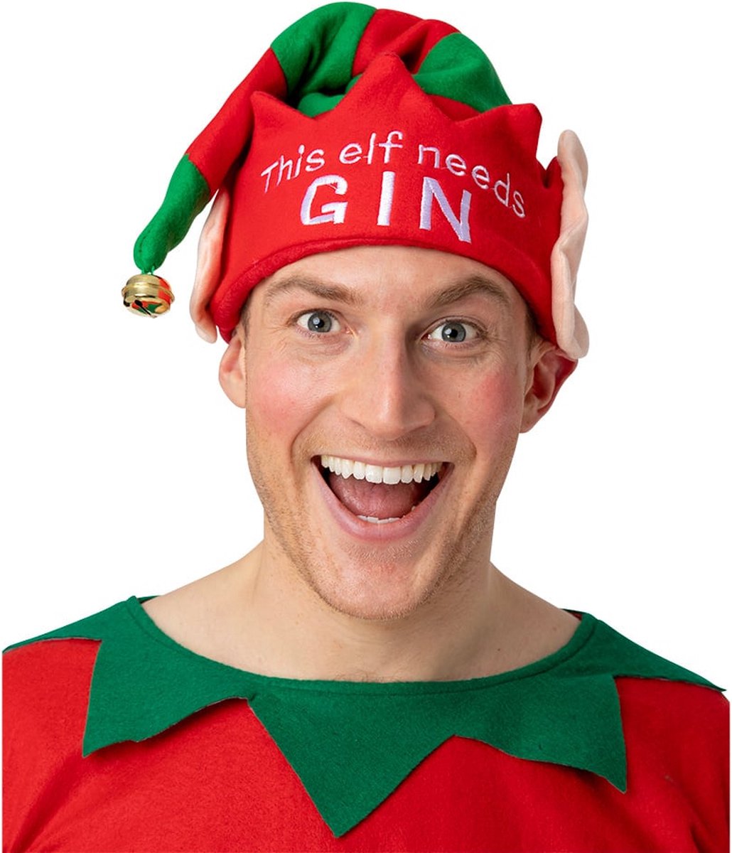 Elfen Muts met oren en belletje - This elf needs Gin