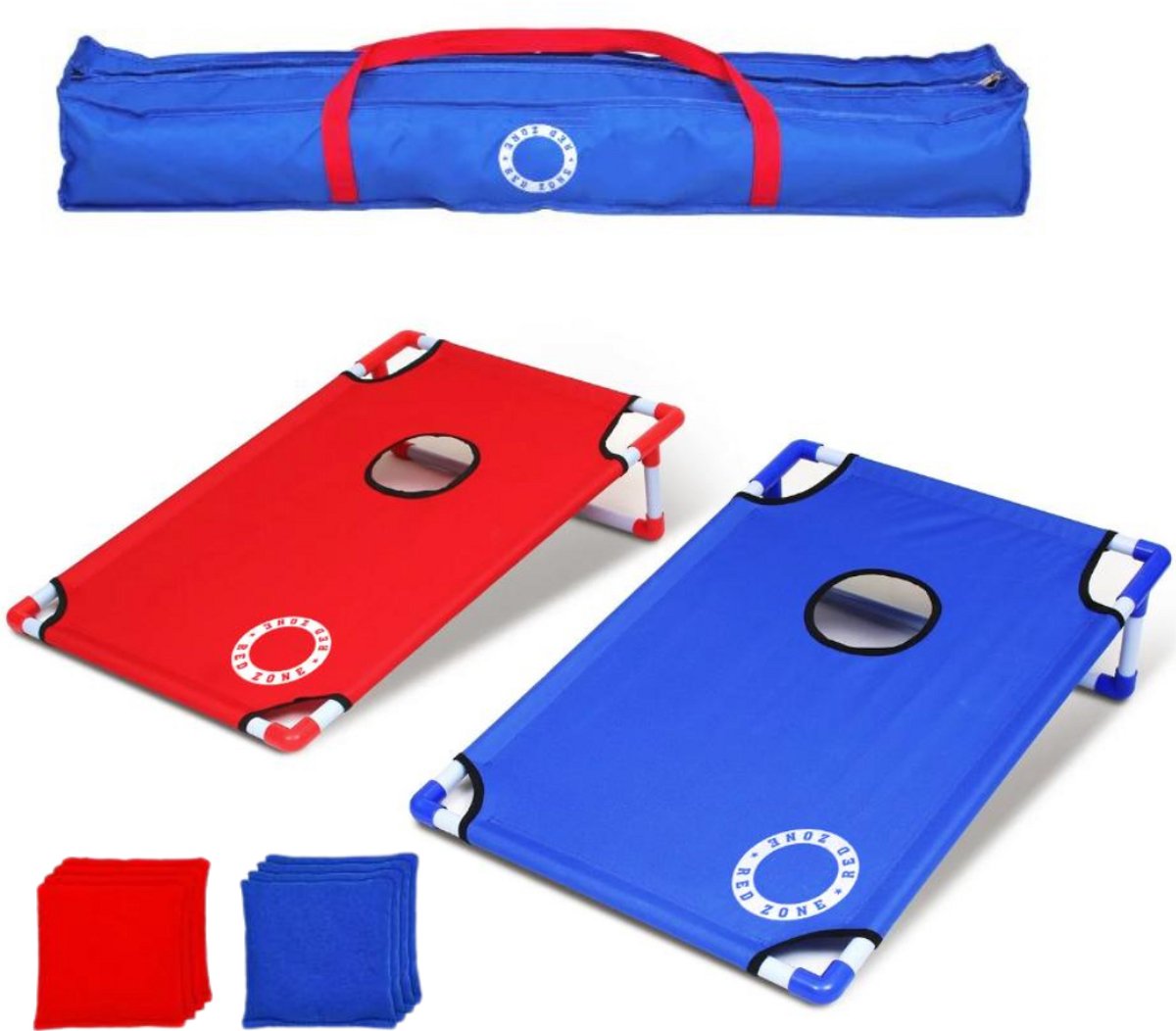 Cornhole Beach Set - 90x60cm - Red Zone - Incl 2x4 Cornhole Zakjes - Inclusief Draagtas - Strandspel - Buitenspel