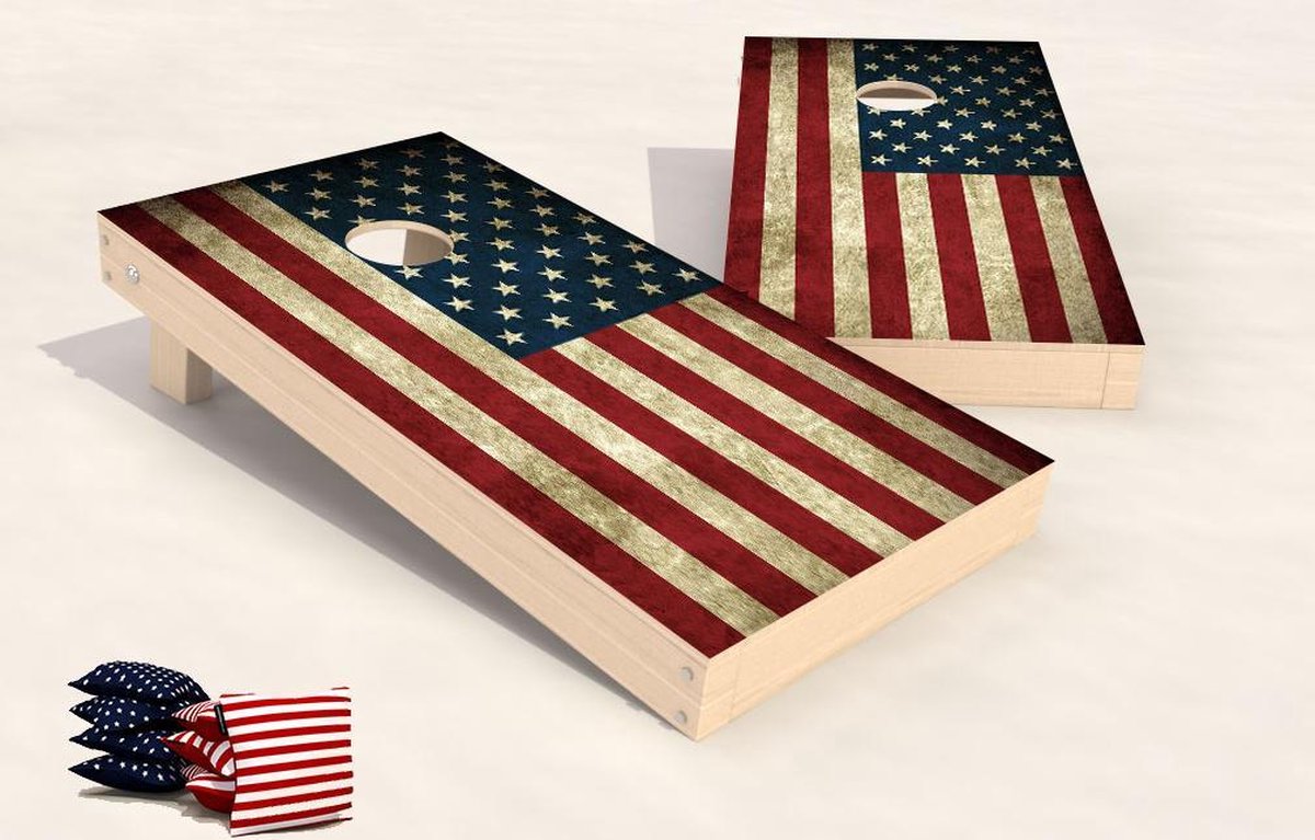 Officiële CORNHOLE LANDEN SET (2 boards & 2x4 bags) - AMERIKA - 90X60CM