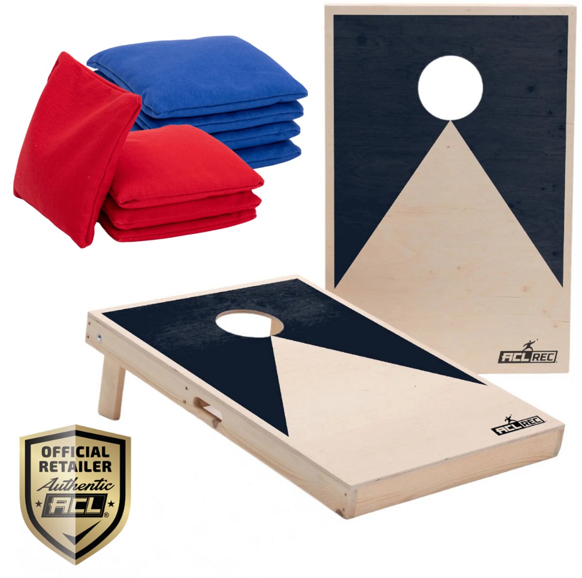 Wicked Wood Games – Cornhole Set “Zwart Design” – 90x60 cm – Inclusief 2 Boards en 8 Zakjes – 100% Hout – Officiële ACL Licentie