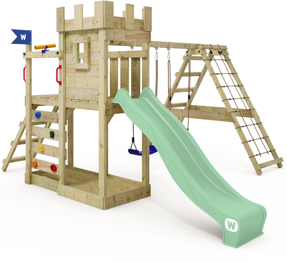 WICKEY GateFlyer Speeltoestel met schommel en klimaanbouw