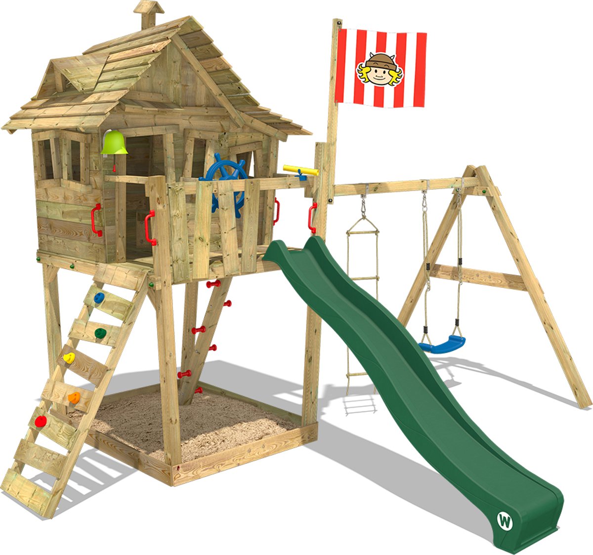 WICKEY Monkey Island Groen - Speeltoestel Klimtoren