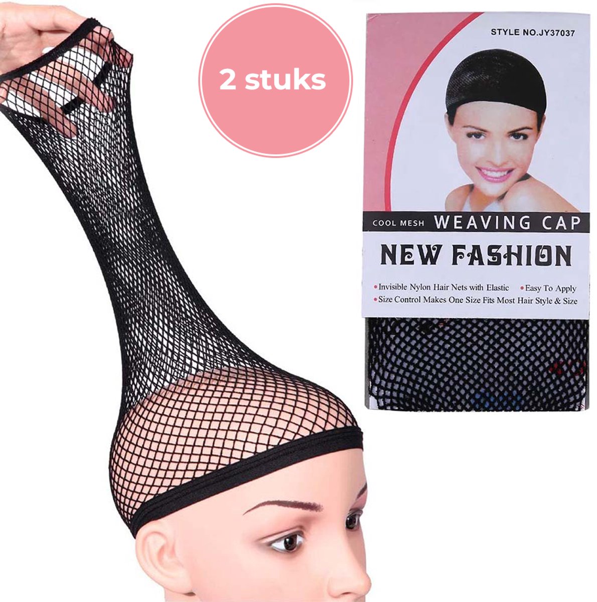 Wigs & More wig cap - haarnetje pruik - haarnet voor dames pruiken - 2 stuks Zwart