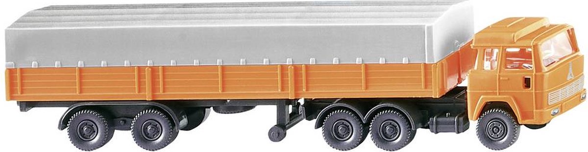 Wiking 0956 11 N Vrachtwagen Magirus Deutz Laadbakdieplader-combinatie, oranje