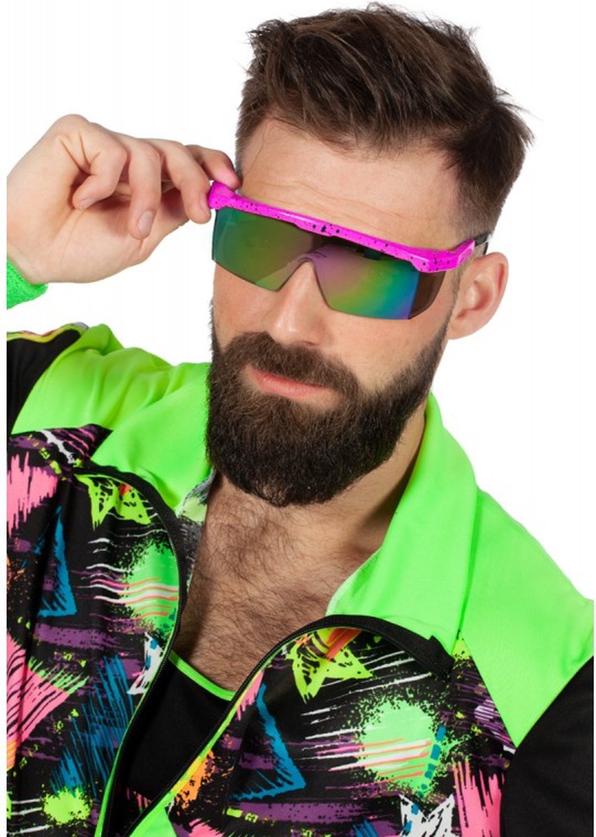 Bril 80s roze hologram