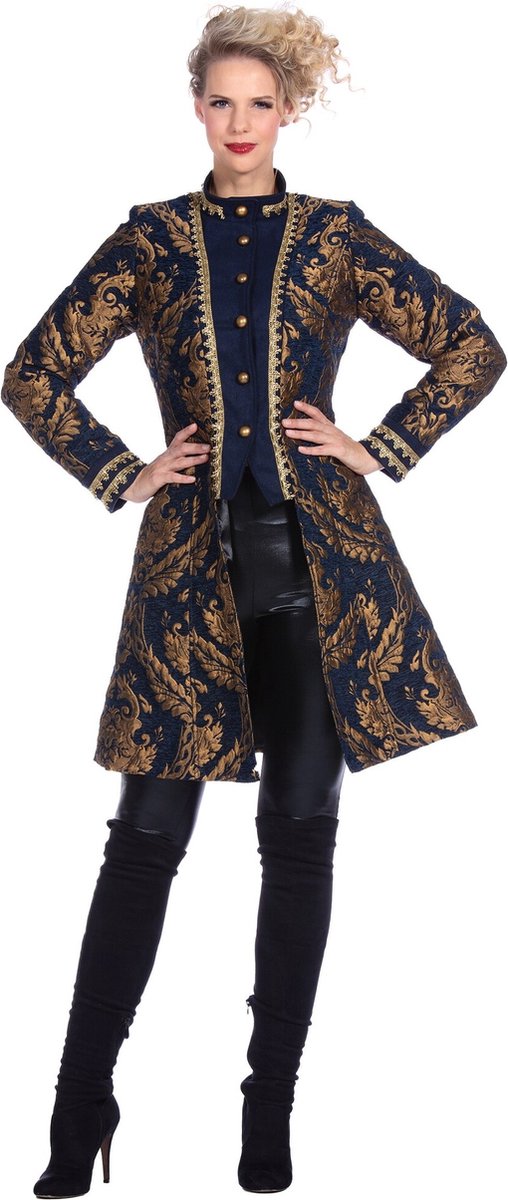 Brokaat Jas Blauw/Goud Dames Luxe - Maat 46