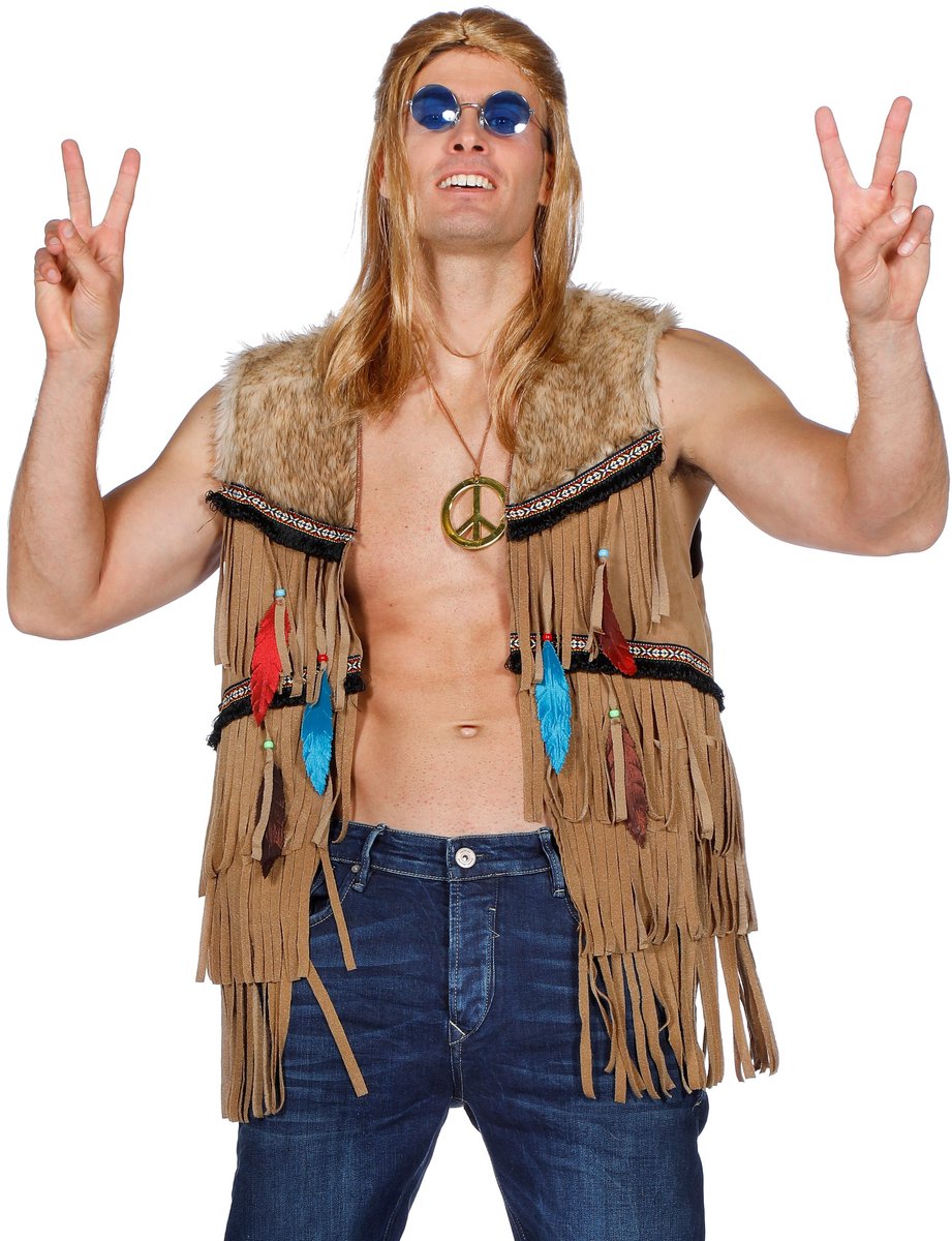Bruin Vest Indiaan Hippie Joehoe Man