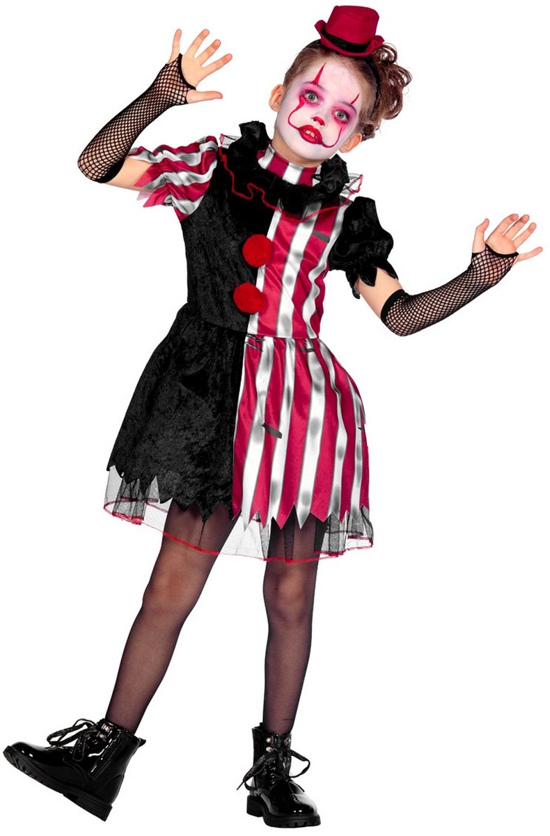 Duistere Clown Jurkje Kort Halloween Kind - Maat 128