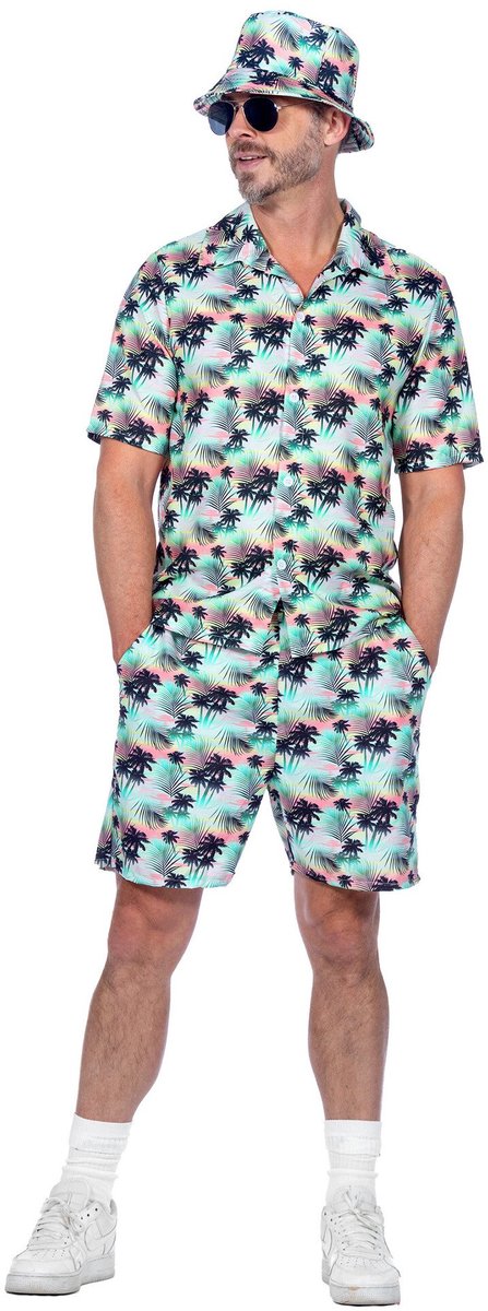 Festival Outfit Heren Hawaii Palmbomen - Maat M
