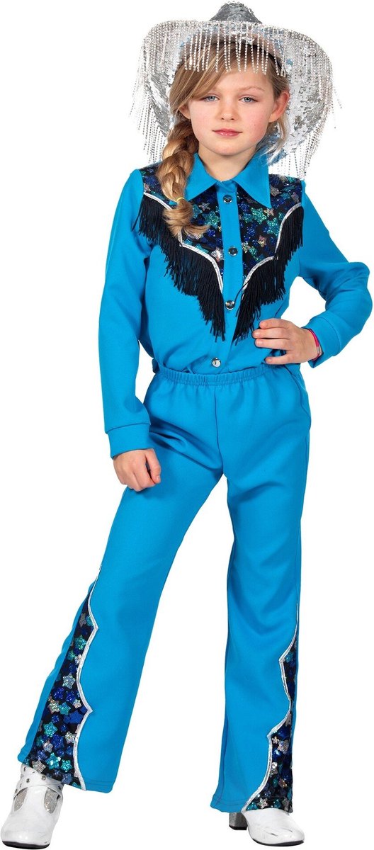 Glamorous Western Outfit Blauw Meisjes Premium - Maat 140