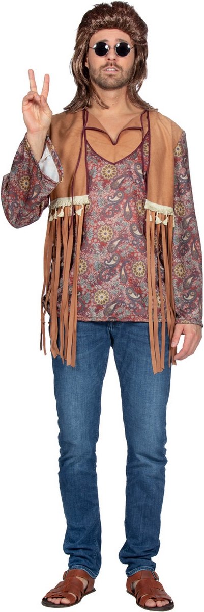 Hippie Shirt Elliot Bruin Heren - Maat S