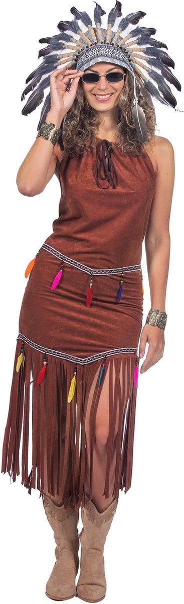 Indianen Jurk Franjes Festival Bruin Dames - Maat 38