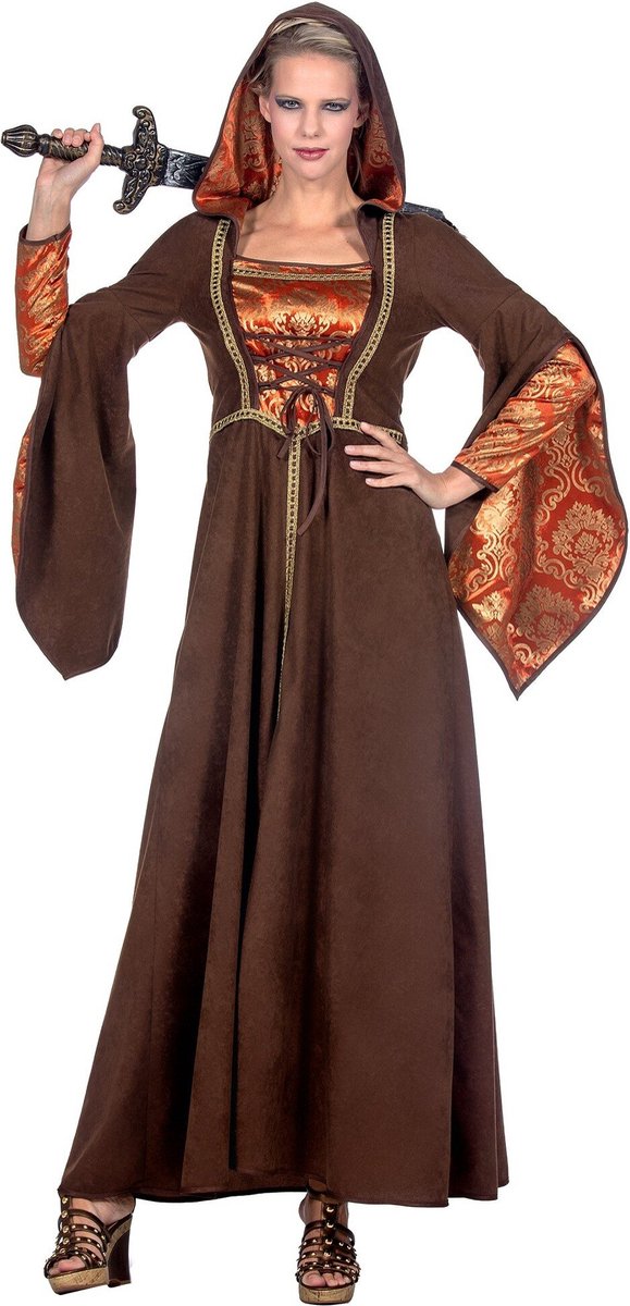 Kasteeldame Jurk Bruin/Oranje Premium - Maat 40