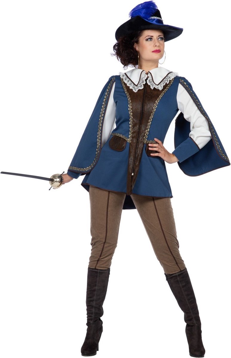 Lady Musketier Kostuum Blauw - Maat 42