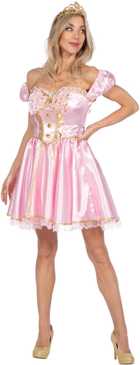 Prinsessen Jurk Sexy - Kort Model - Roze-Goud - Dames - Maat S