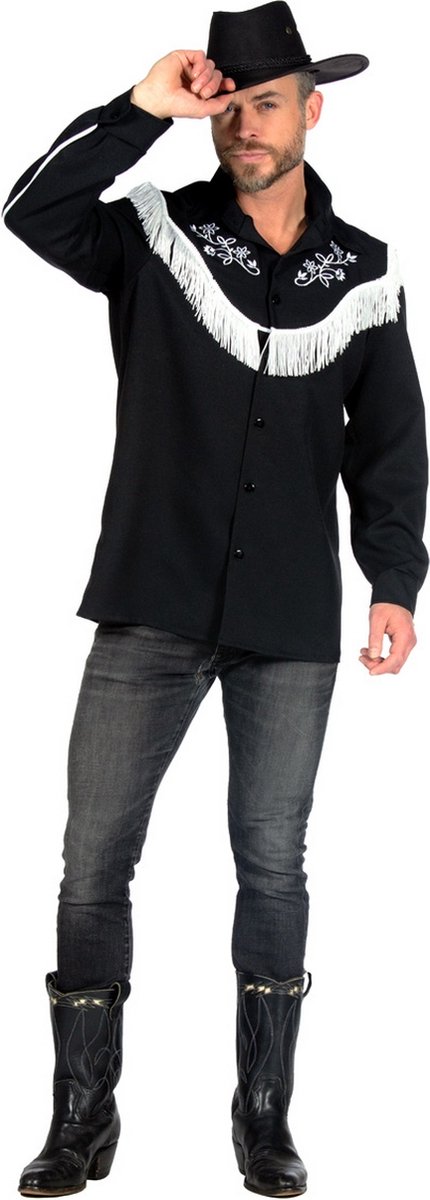 Wilbers & Wilbers - Cowboy & Cowgirl Kostuum - Cowboy Bobby Cowrider Man - zwart - XXL - Carnavalskleding - Verkleedkleding
