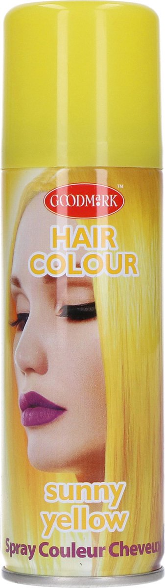 Haarspray of haarverf - kleur geel - verkleed accessoires - 125 ml - volwassenen en kinderen - carnaval