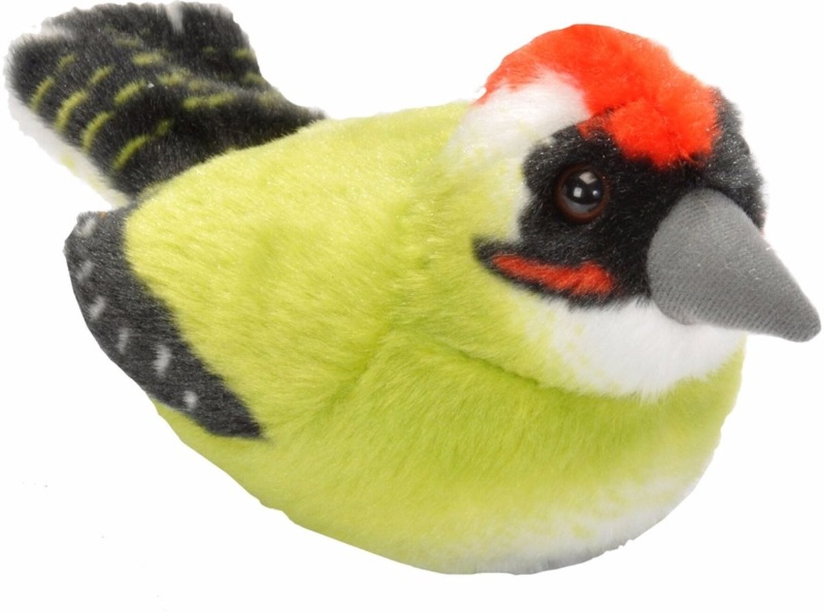 Pluche groene specht 15 cm