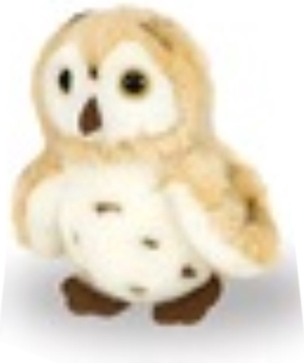 Pluche knuffel Uil vogel bruin/wit van ongeveer 13 cm - Speelgoed knuffelbeesten/Uilen/Vogels