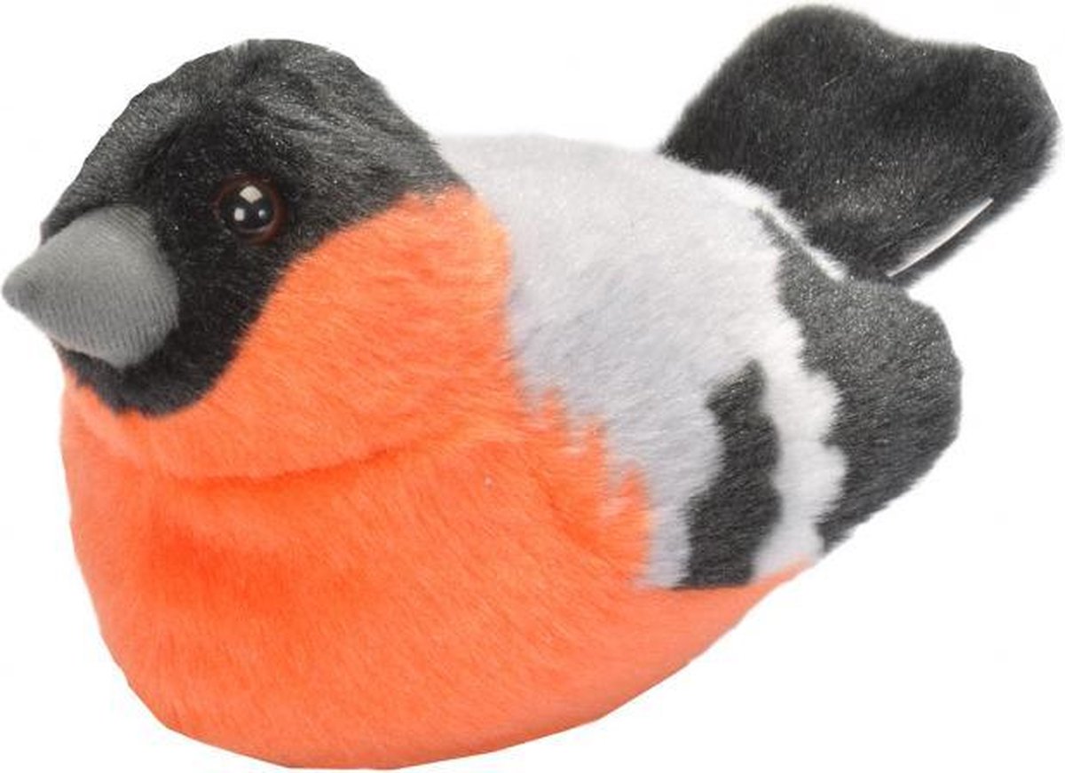 knuffel goudvink met geluid 15 cm pluche oranje