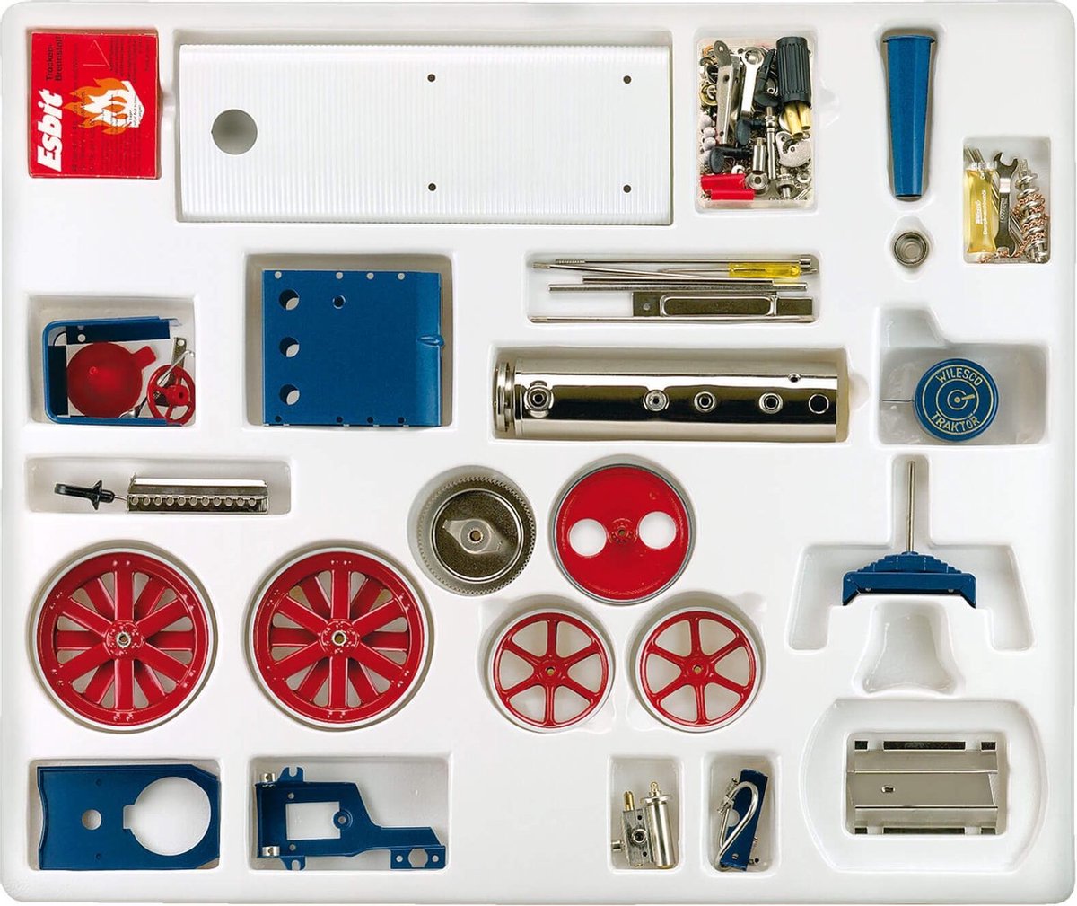 Wilesco - Bausatz Dampftraktor Rot/blau D415 - WIL00415 - modelbouwsets, hobbybouwspeelgoed voor kinderen, modelverf en accessoires