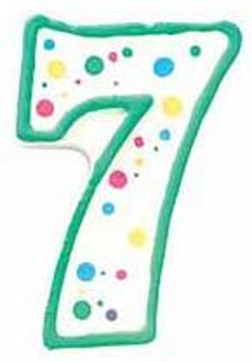 Cijfer / nummer kaarsje - 7 -  