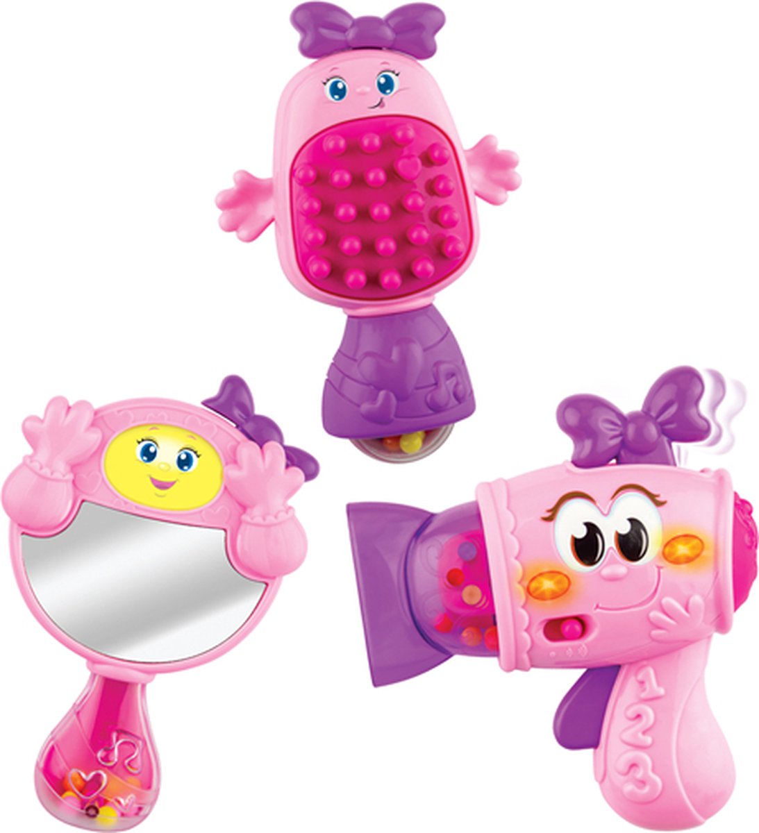WINFUN Fashion Tot Beauty Gift Set met licht en geluid inclusief spiegel, föhn en haarborstel